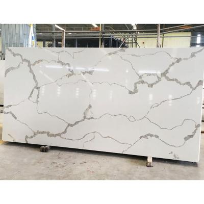 China Modern Design Large Size Quartz Stone Wall Hotel Countertop Slab White for sale