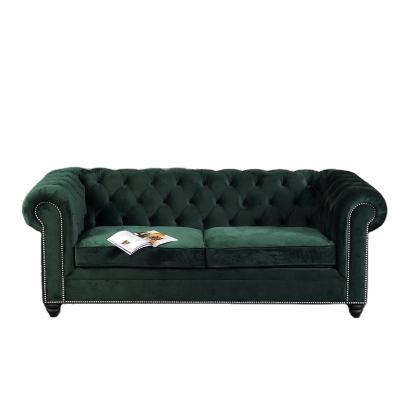 China Green velvet sofa bed (other) Chesterfield sofa bed 2 seater adjustable modern classic foldable fabric for living room for sale