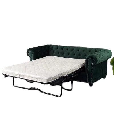 China New Design Bedroom Adjustable Classic Chesterfield Sofa Bed Corner (Other) Green Velvet Foldable Sofa Bed for sale