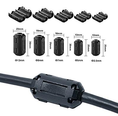 China Shield from external electromagnetic interference. Removable Ferrite Ring Core IFR EMI Noise Suppressor Cable Clip for Power Cable /AV Audio Cable 3mm/5mm/7mm/9mm/13mm Diameter for sale