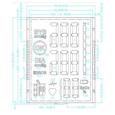 China Customized Monochrome Blood Pressure Monitor Segment LCD Display Small Size for sale