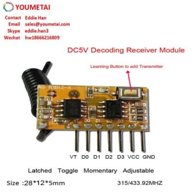 China Universal Learning Button ASK Superheterodyne Decode Receiver Module for sale