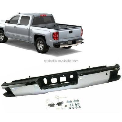 China Stainless Steel For 2014-2018 Chevy Silverado GMC 1500 Sierra With Sensor Holes Step Rear Bumper for sale