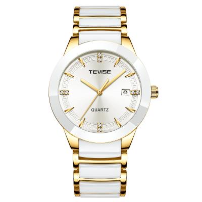 China New Men's Day/Date TEVISE Watch Fashion Business Calendar Men's Ceramic Quartz Watch for sale