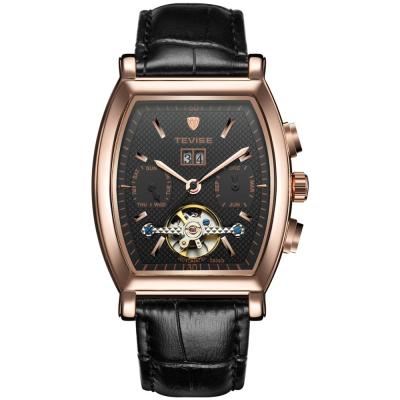 China Cheap Business Leather Wrist Watch Alloy Chronograph Tevise Factory Band Flying Tourbillon Automatic Luxury Watch for sale