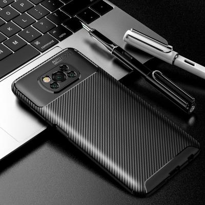 China Good Protect Carbon Fiber Grain Matte Feeling TPU Bumper Case For Xiaomi Poco X2 X3 X3 Pro Back Cover for sale