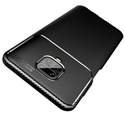 China Good Protection Focus Carbon Fiber Auto Case For Xiaomi Redmi Note 9 Pro Note 9s Flexible TPU Back Cover Texture Arm Rugged Design Anti-skidding for sale