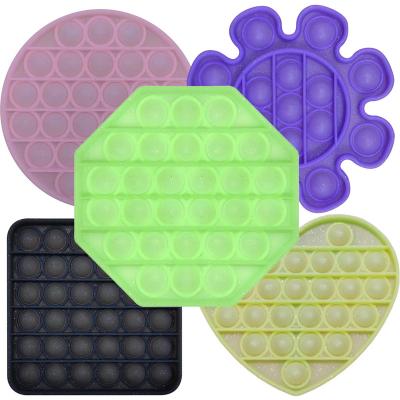 China Dark Light Play Silicone Stress Reliever Squeeze Around Push Noise Bubble Busy Person Sensory Toy for sale