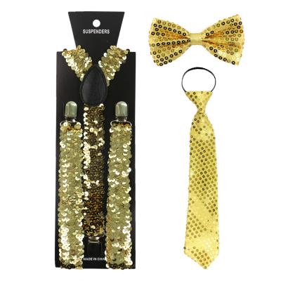 China Polyester+Elastic+Metallic Cilp Fancy Women Glitter Sequin Elastic Suspenders Glitter Y-Back Suspender for sale