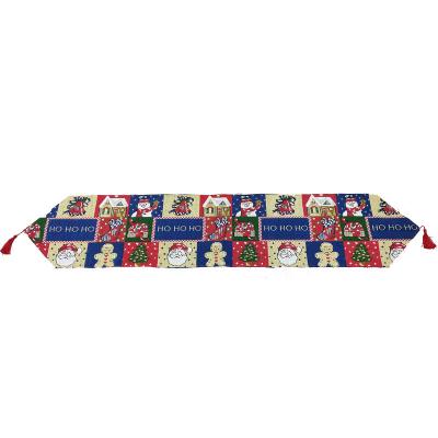 China High Quality Christmas Linen Print Rectangle Cotton Tablecloth Table Runner Christmas for sale