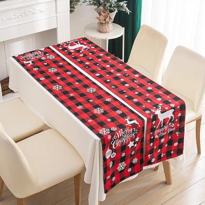 China Christmas Waterproof Plaid Printed Tablecloth, 60-Inch by 120-Inch for sale