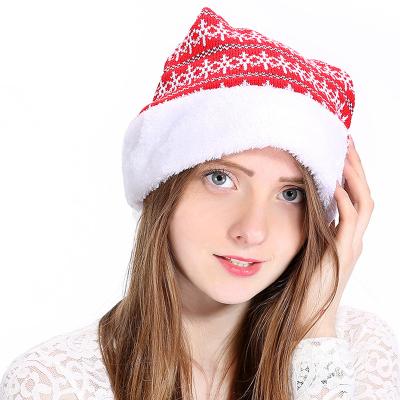 China High Wear Customized Grade Santa Christmas Hat Knitted Adult Christmas Santa Hat for sale