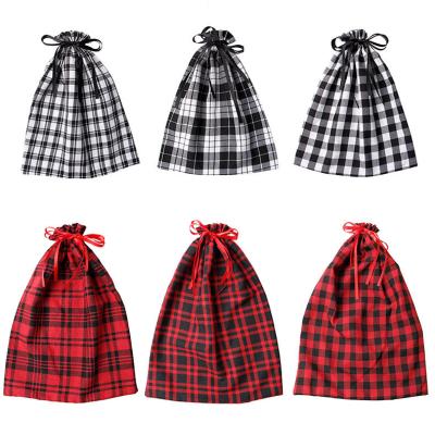 China Christamas Home Decoration Customized Scottish Cotton Christmas Gift Bag for sale