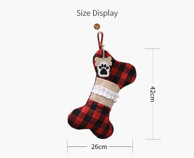 China Wholesale Christamas Home Decoration Dog Bone Burlap Christmas Stocking Gift Family Decoration Christmas Stocking for sale