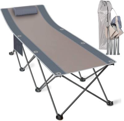 China Polyester & Aluminum Adults Elevated Headrest Travel Sofa Folding Outdoor Sleep Bed Camping Cradle for sale