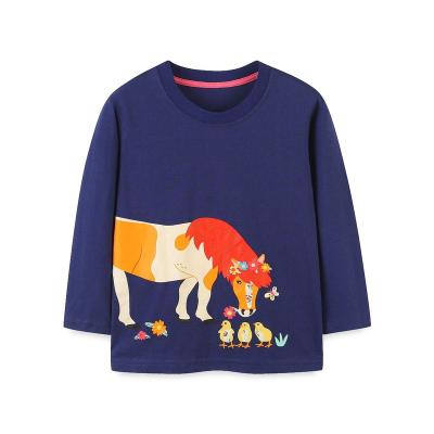 China Anti-Shrink Children Cotton horse pattern Pullover Sweatshirts Plain Crewneck Kids Toddler Boys Hoodies Sweatshirts for sale