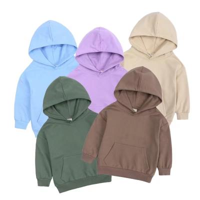 China Anti-pilling Toddler Boys Girls Pullover Fleece Sweatshirt Children Solid Plus Babies Color Top Coat  Hooded for sale