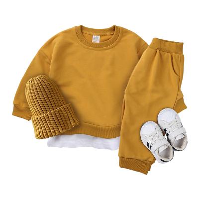 China Smart Casual Spring toddler baby girl clothes 2pcs children's sports suit boys solid clothing children's clothing set for sale