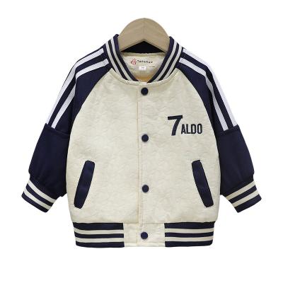 China Anti-wrinkle Boy's Clothes For Spring Fall Outdoor Kid's Letter Print Varsity Jacket, Button Front Long Sleeve Coat Jacket for sale