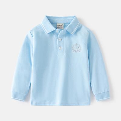 China Anti-Shrink Wholesale 2-14 years Hot Sale  Boys Boutique Clothing Kids 100% Cotton Solid  Long Sleeve For Sale Polo T Shirts for sale