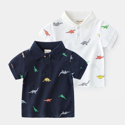 China Anti-Shrink Boys Polo Shirts Kids 100% Cotton Short Sleeved T-shirt Cartoon Printed Dinosaur summer Childrens's polo for sale