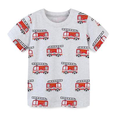 China Anti-Shrink Baby Boy Summer Clothes Baby Boys Round Neck Short Sleeve Cotton Stripe Fashion English Print T-Shirt for sale