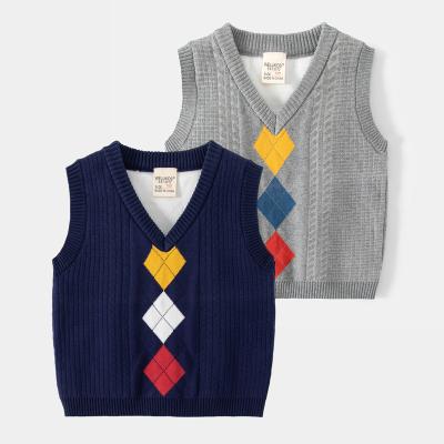 China Breathable Children's vest boy sweater clothing college knitted vest outside wear new baby toddler vest for sale