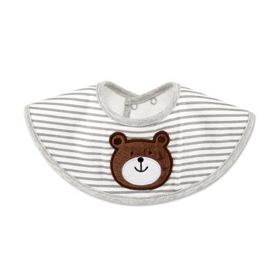 China Washable Lovely Bear Newborn Baby Drool Bibs 100% Cotton Absorption 360 Degree Rotating Baby Coverall Collar Bib for sale