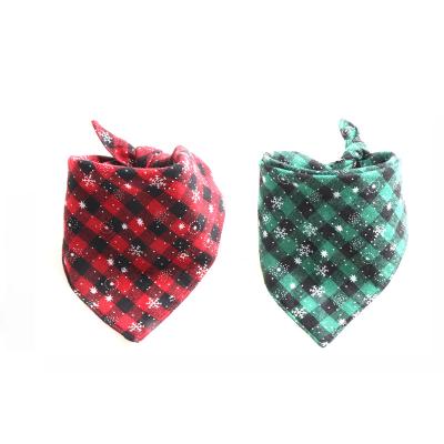 China Wholesale Personalized Fashion Plaid Triangle Bandage Double Layer Pet Scarf Christmas Dog Bandana for sale