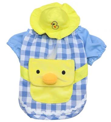 China Gingham Sky Blue Pet Shirt Soft Cute Soft White Checked Vivid Warm White Checked Fabric With Decorative Cartoon Bag Hat for sale