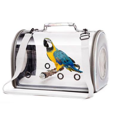 China Breathable Birdcage Parrot Cat Backpack Pet Carry To Bag All-Transparent Acrylic Bird Cage for sale