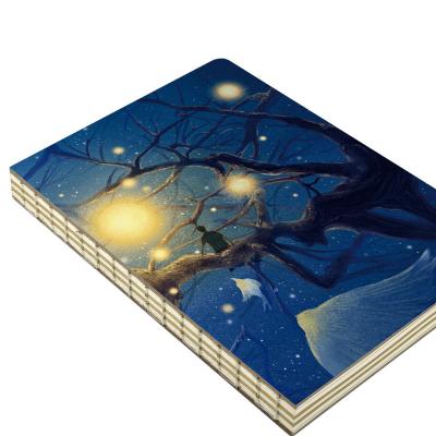 China paper & High Quality Backless Hard Cardboard Shell Notebook Printing and Bare Spine Hand Account Customization for sale