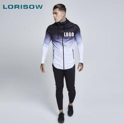 China Breathable Slim Fit Drop Shoulder Sweat Suits Cotton Wholesale Tie Die Full Zipper Jacket For Men's Hoodies With Long String And Pocket for sale