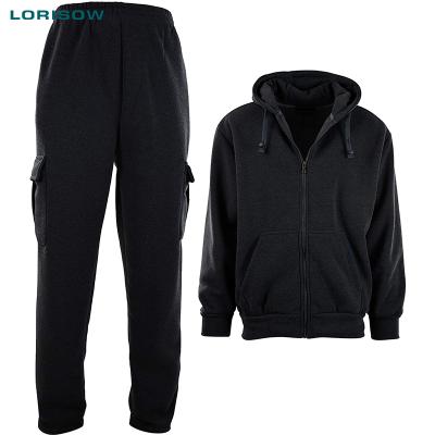 China LORISOW Breathable 2021 Winter Men's Two-Piece Custom Made Fluffy Tracksuit Men's Tracksuit With Embroidery Logo for sale