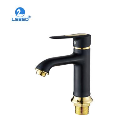 China Wenzhou Lebed Classic Black And White Chrome Handle Single Face Basin Faucet Metered Basin Faucets for sale