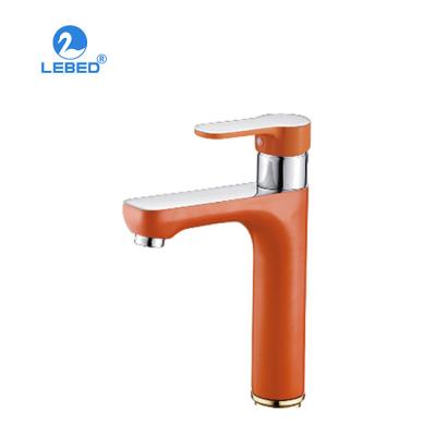 China New Design Wenzhou Fashion Faucets Single Handle Faucet Brass Metered Basin Faucet Colorful Green Orange Basin Faucet for sale