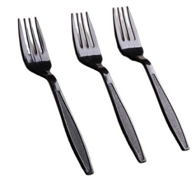 China Disposable Medium Black PP Heavy Duty Durable Recyclable Plastic Fork for sale