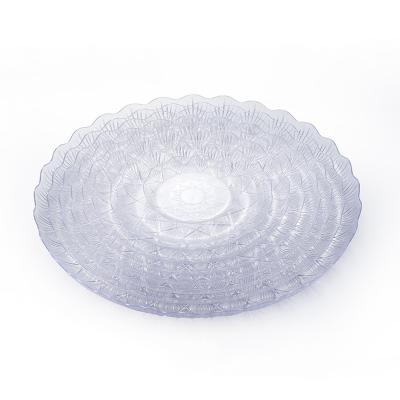 China Disposable Cheap Reusable Plastic Round Dinner Dish Party Dinner Dessert Snack Dish Clear for sale