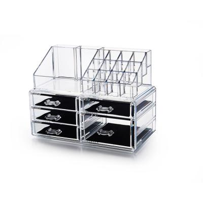 China Sustainable Homeware 2 Piece Set PS Plastic Cosmetic Organizer Rotate Box for sale