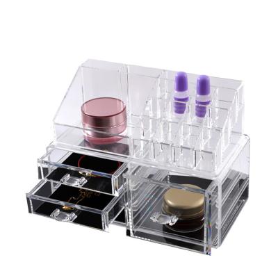 China Sustainable Desk Finishing 2 Piece Set Cosmetic Drawer Storage Box Organizer for sale