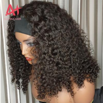 China Best Quality Virgin Hair Cambodian Kinky Curly Headband Wig Soft Kinky Curly Type 3B Headband Wigs For Black Women for sale