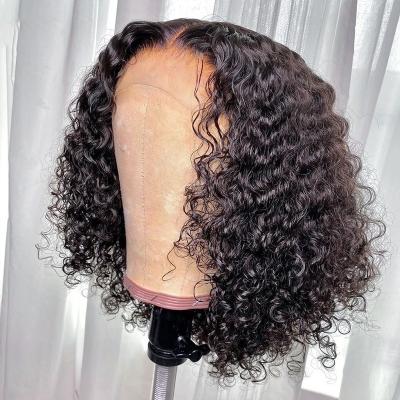 China Burmese Curly Hair Invisible Transparent Deep Curly Bob Wigs Human Hair Lace Front Deep Curly Virgin Human Hair Front Bob Wigs 4*4 HD Lace for sale