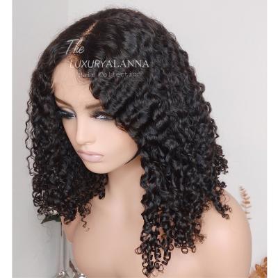 China Cambodian Bob Wigs Double Drawn Headband Hair 5*5 HD Curly Hair HD Full Lace Wig 180% Density Cambodian Curly Kinky Curly for sale