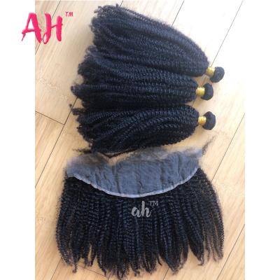 China Best Quality 12A Permanent Human Virgin Mongolian Human Hair Texture Kinky Curly Hair With Headband, 4B4C Afro Kinky Curly Hair Extensions 10