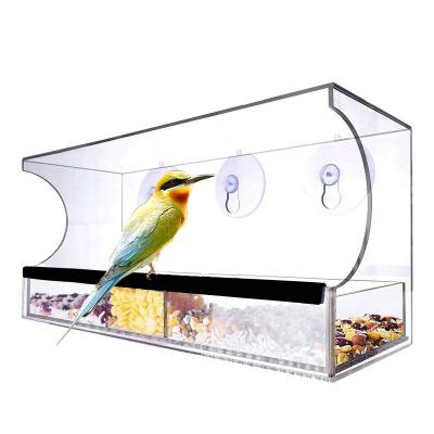 China Wholesale Transparent Viable Proof Rectangular Garden Rain Bird Feeder Creative Bird Cage Nest for sale