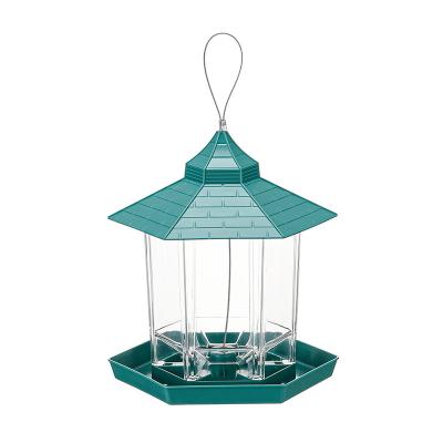 China Original waterproof durable durable outside six sides design large capacity food bowl window bird feeder and hang rope pet for sale