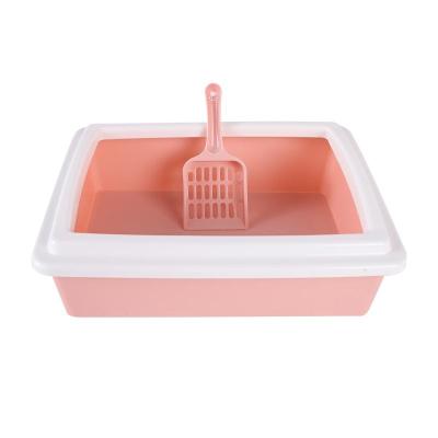 China Sustainable Litter Basin Semi Closed Rectangular Small Splash Proof Cat Toilet Thickened Box for sale