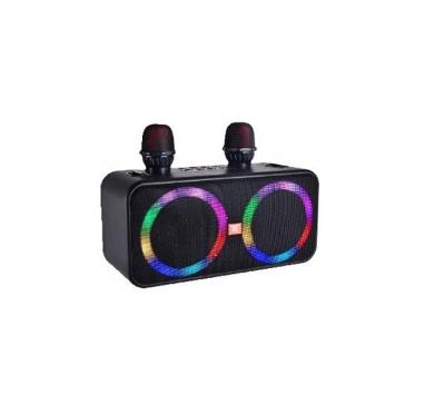 China Colorful LED light KNTECH Portable TWS Function DJ Surround Stereo Wireless Loud Machine 2 Microphone Karaoke Set Speaker For Outdoor Party for sale