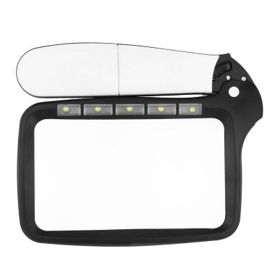 China NO.10863 Plastic Foldable Hand Held Magnifying Glass With Led Lights Folding Rectangular Magnifying Glass For Reading Map Newspaper for sale