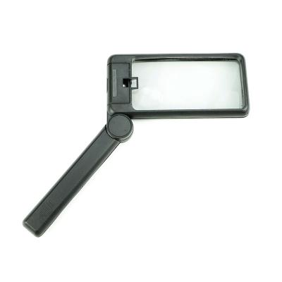 China Magnifier 2.5X 8X Rectangle Foldable Square Handheld Folding Magnifier Square Magnifying Glass with Bulb Light MG84027 for sale